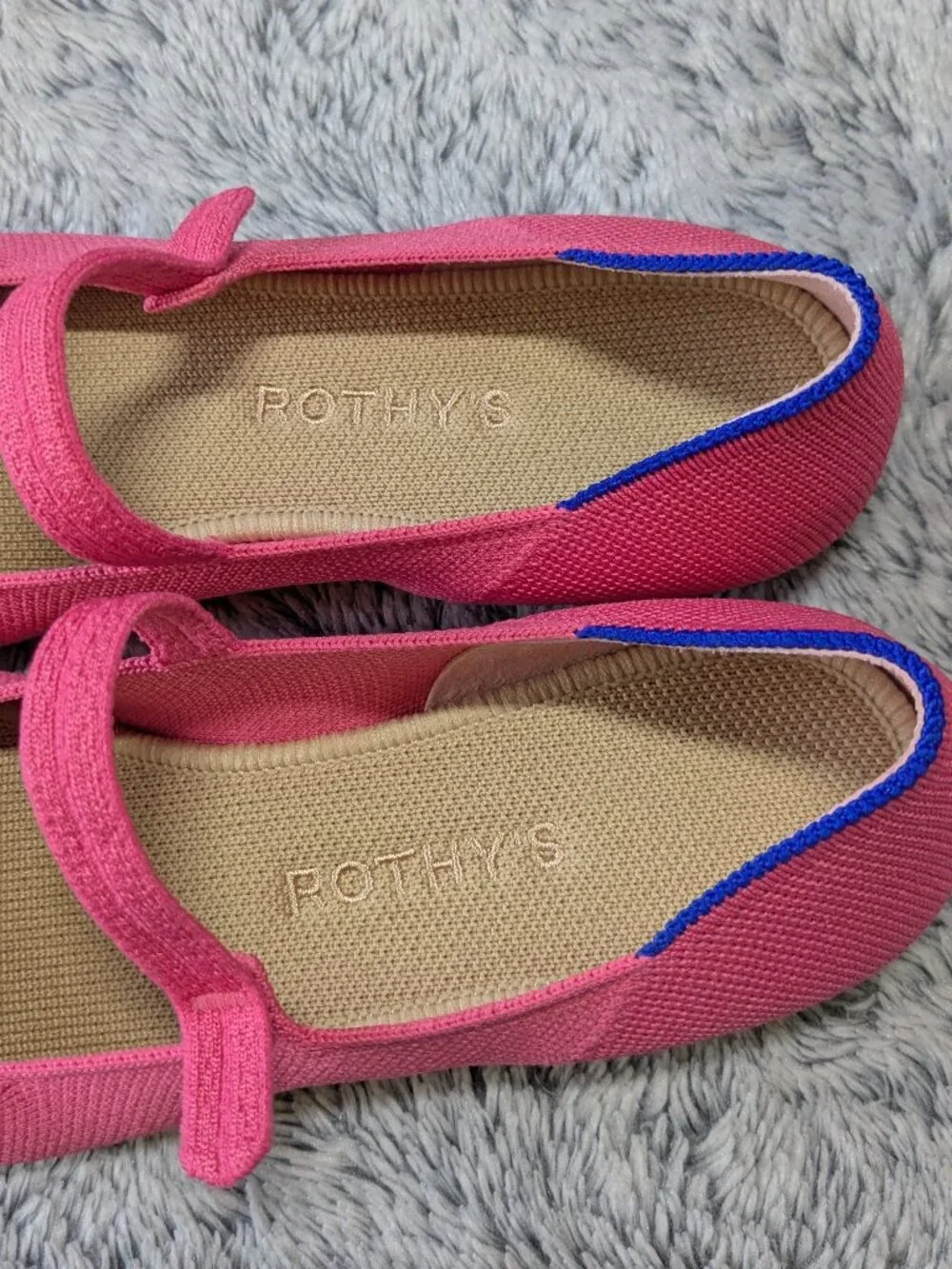 Rothy's Pink Mary Jane Square Flats Strap Size 7.5 dragonfruit